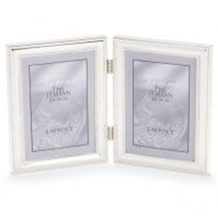 Lawrence Frames Beaded Silver Plated Double Picture Frame - 4 x 5 in. 510745D